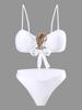 Hot Girl Style Bandeau Two Piece Bikini With Long Skirt Three Piece High Cut Swimsuit Elegant For Vacation