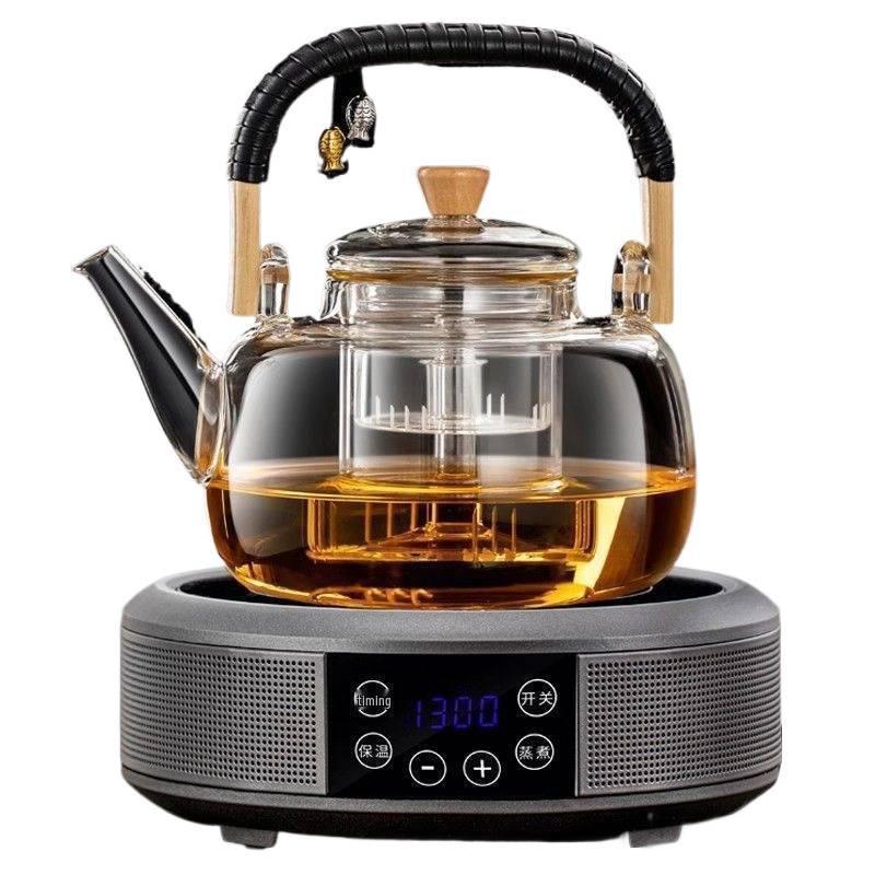 2025 Automatic Electric Ceramic Stove & Large Glass Tea Kettle Set - High Temp Resistant for Brewing