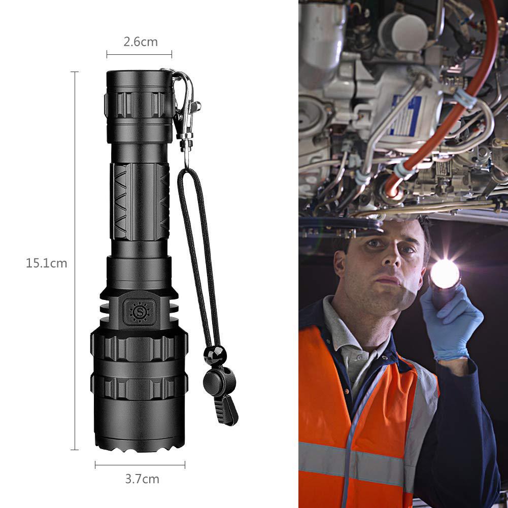 Produktbild von Shadowhawk Mini Taschenlampe Led Aufladbar, 5000 Lumen 3*XTE Led Taschenlampe Extrem Hell Mit Magnet, Kleine Taktische Taschenlampen Batteriebetrieben USB, 3 Modi, IPX6 Flashlight For Outdoor Notfälle