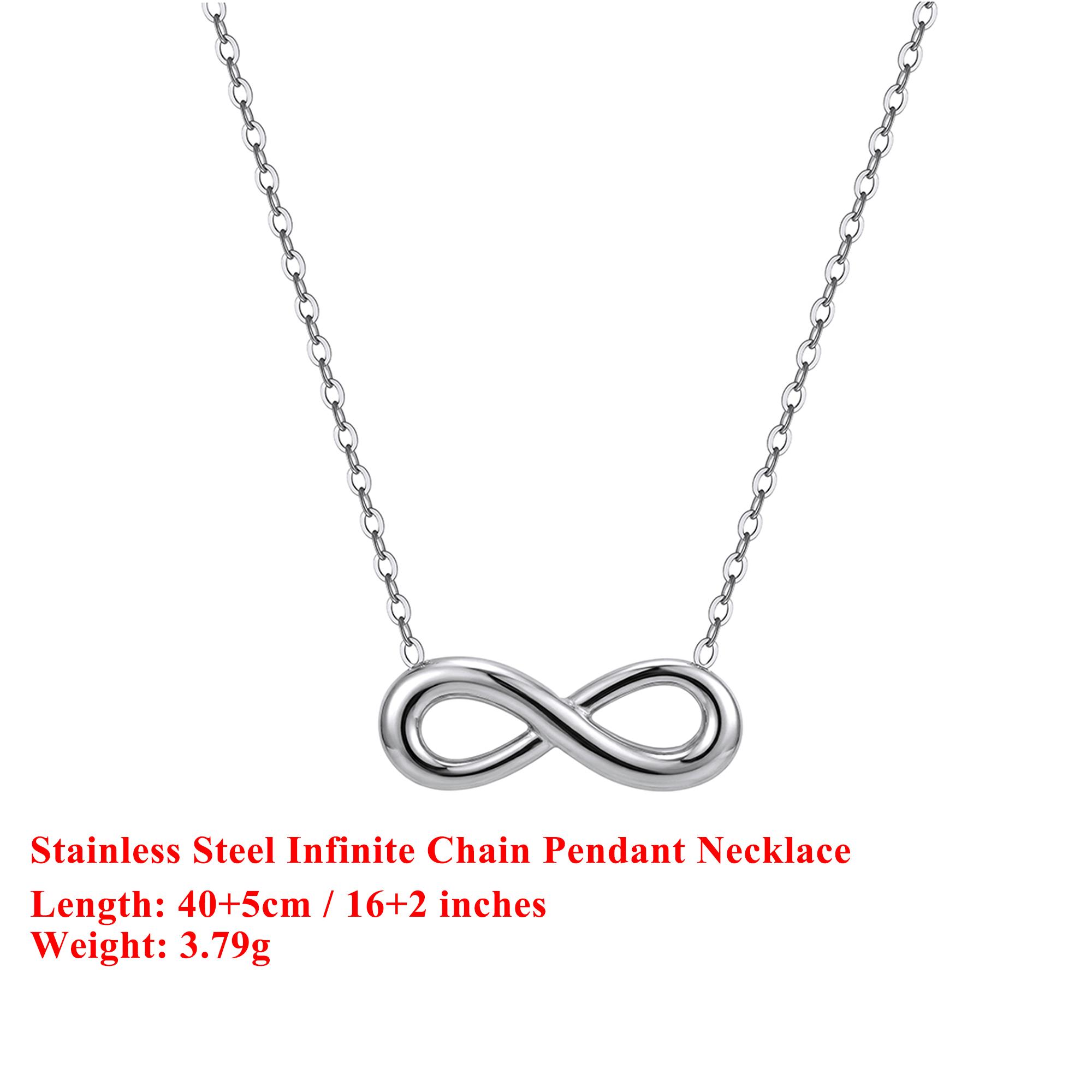 

EFFIE QUEEN Stainless Steel 18k Gold Infinite Style Pendant Necklace Simple Jewelry for Women Birthdays Party Fine Gift STKN15 серебряный