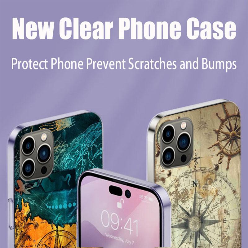Compass Map Voyage Phone Case For Iphone 17 Air 15 Pro 14 Plus 16 Pro Max 12 13 Mini 11 16E X XS Cover Cute Fundas