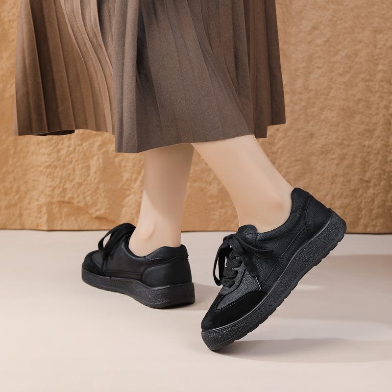 Genuine Leather Women Shoes Flat Soft Ladies Casual Shoes Brand Black Brown Comfortable Plus Size 41