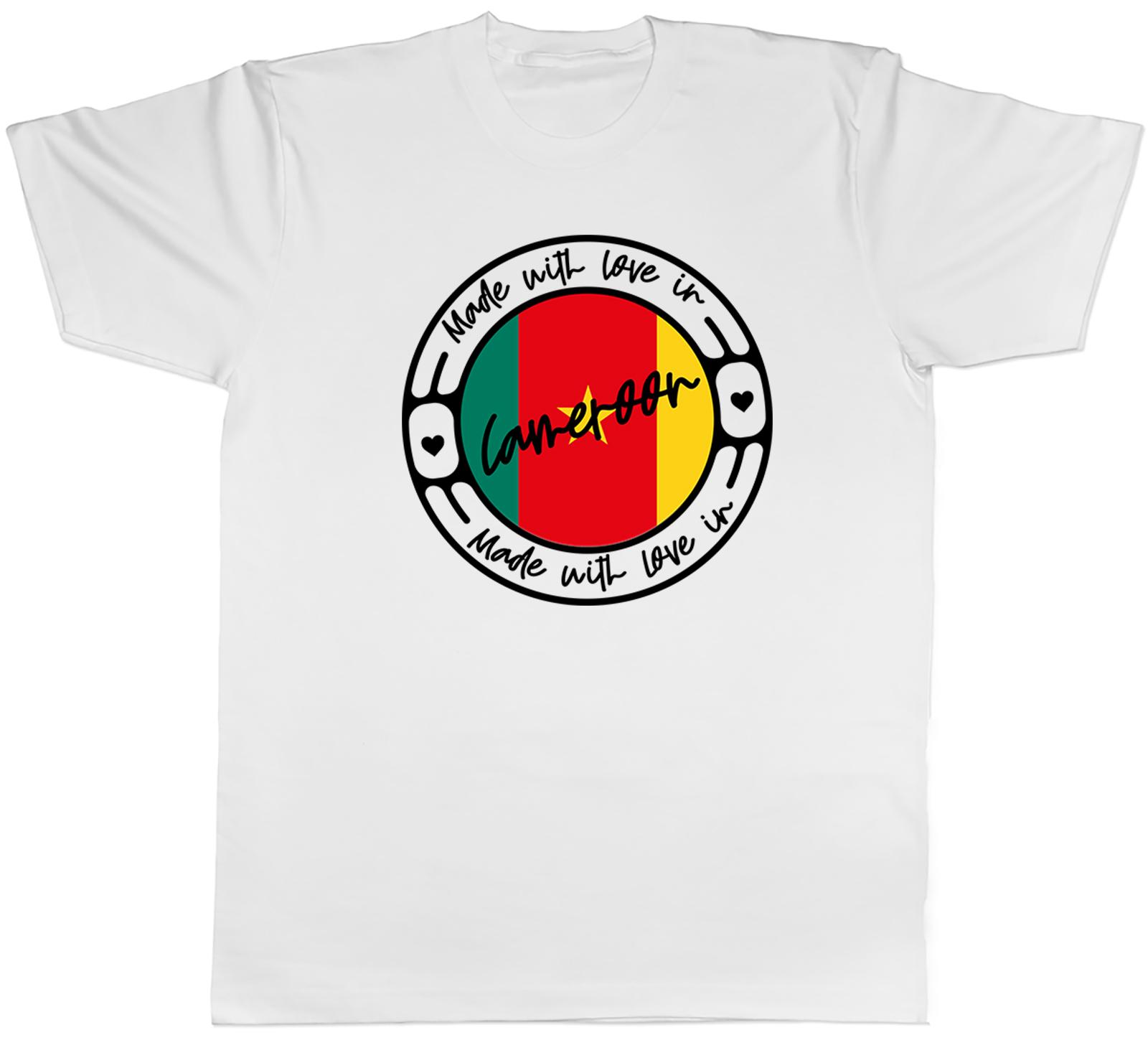 Made With Love In Cameroon Country Mens Unisex T-Shirt Tee Gift L
