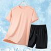 Summer Casual Sports Set Men's Plus Size Men's Ice Silk Short T Five Point Casual Pants Two-piece Set
