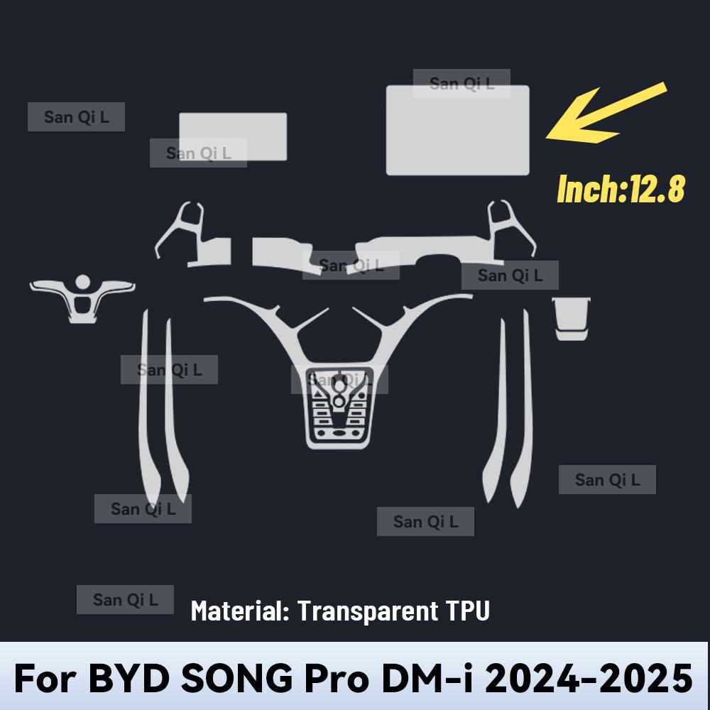 

Interior TPU for BYD SONG PRO DM i 2024 2025 Protective Film Cover Anti-Scratch Gearbox Panel Navigation Screen Automotive Right rudder driving