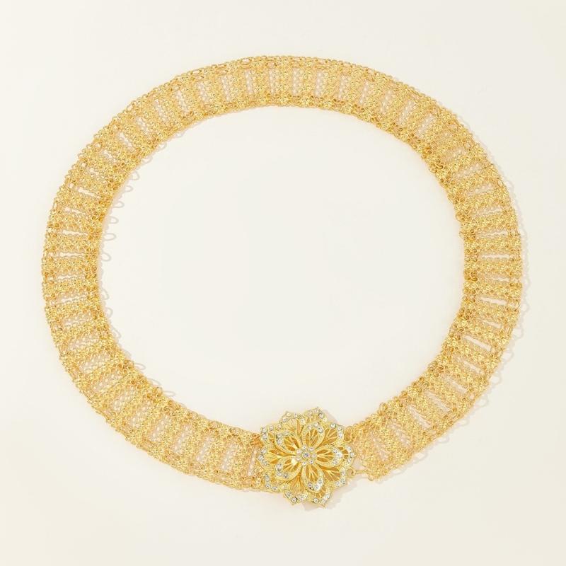 Blingbling Waist Belt Stylish Carved Floral Waist Chain Belt Elaborate Chain Belly Chain for Wedding Waist Chain