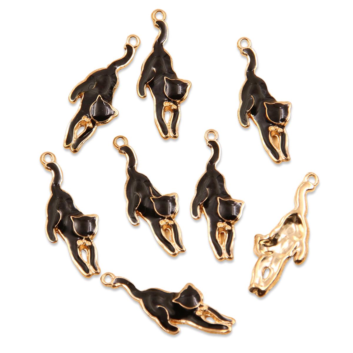 Black  White Kitten Gold Drip Oil Pendants – DIY Handmade Cute Cat Jewelry