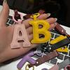 Keychain Pendant Imitation Leather Macaron Color English Letter Design Bag Charm Backpack Car Accessories