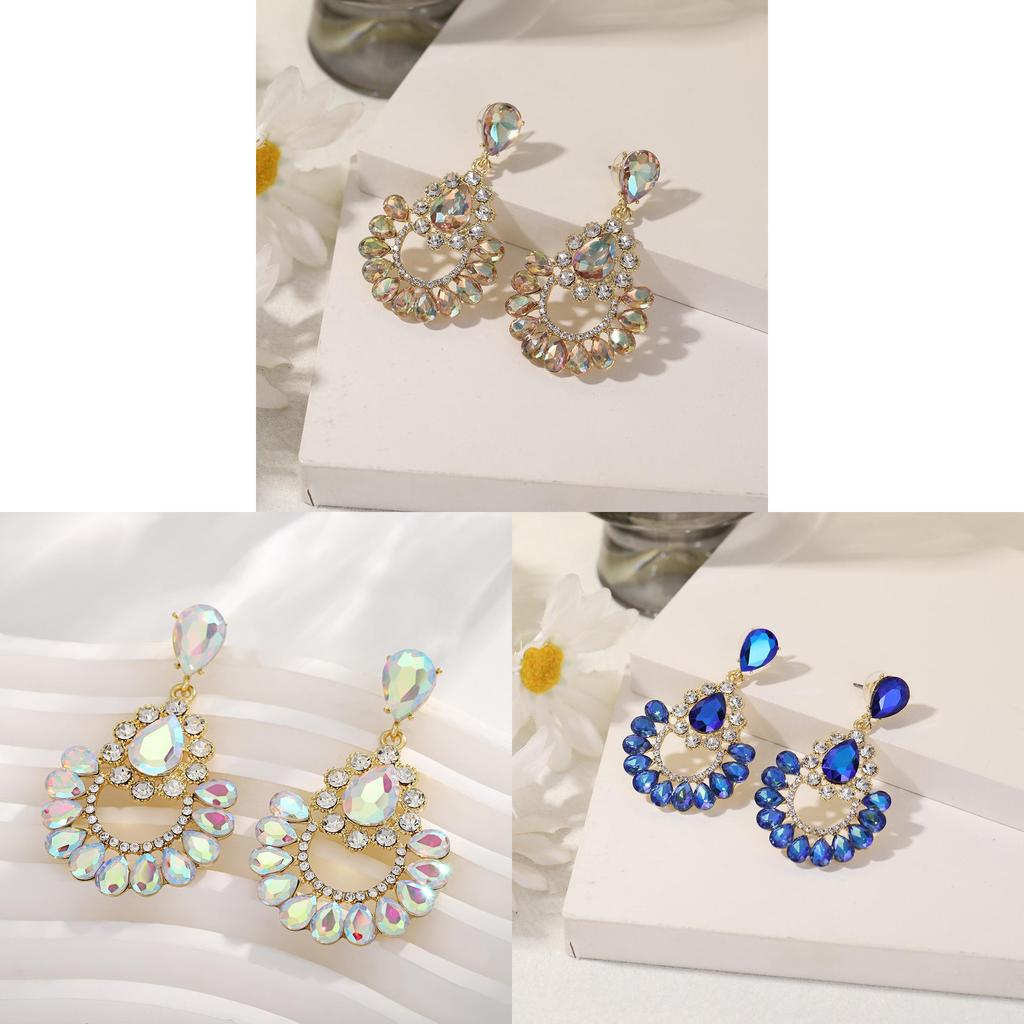 Orecchini Geometrici in Lega a Forma di Goccia d'Acqua per Donna con Pendente in Cristallo Gioielli Regalo per l'Estate