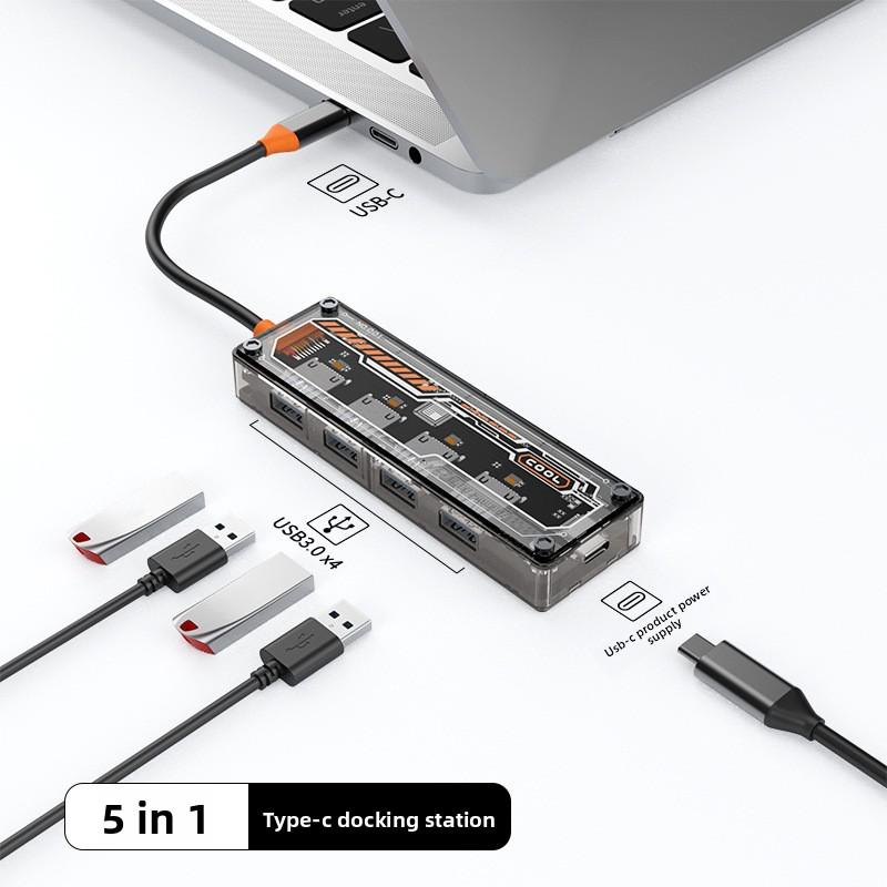 

Базовый концентратор-док 5 в 1 USB A USB C для компьютера, телефона, многофункциональный USB 3.0 сетевой USB-концентратор, док-станция Type C, расширитель