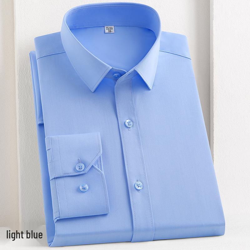 Męska, elastyczna, niegniotąca się biała koszula z włókna bambusowego – koreański styl, biznesowy, formalny, duży rozmiar