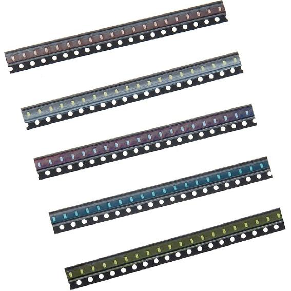 100pcs 5 Types Colors 5050 Red Yellow Blue Green White SMD LED Diode Lights Chips Kits (Surface Mount) 20mA High Intensity Lighting Components Light
