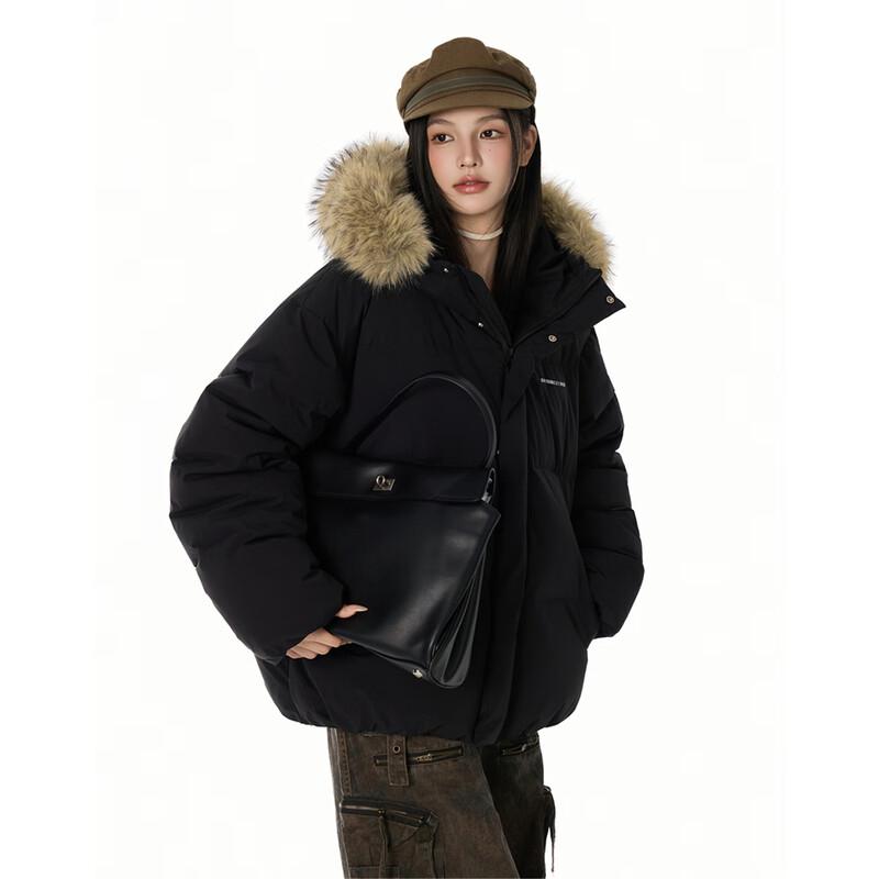 GROUND ZERO Unisex Zesílená péřová bunda s kapucí, 90% bílé kachní peří