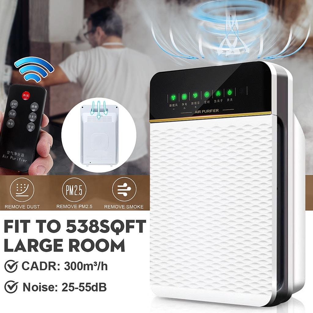 220V Remove Formaldehyde Smoke Dust Automatic Monitors Air Purifier with HEPA Filter Negative Ions Air Cleaner Remote Control