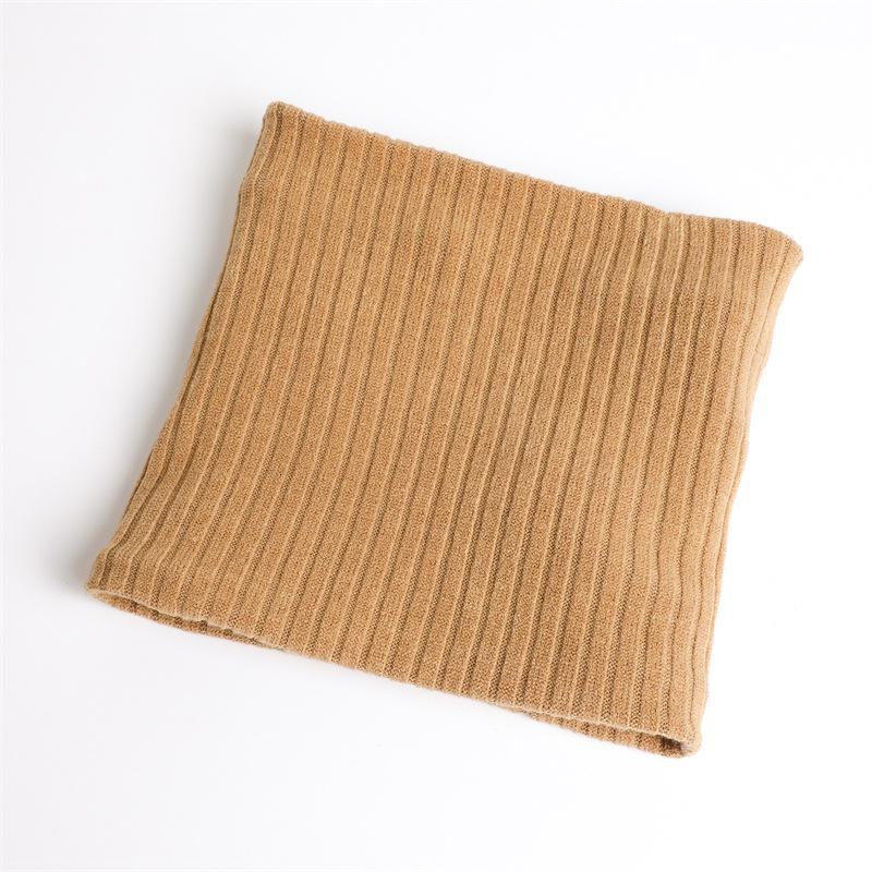 Unisex Winter Knitted Wool Scarf & Elastic Headband - Solid Color, Plus Velvet, Thickened, Warm, Striped Design.