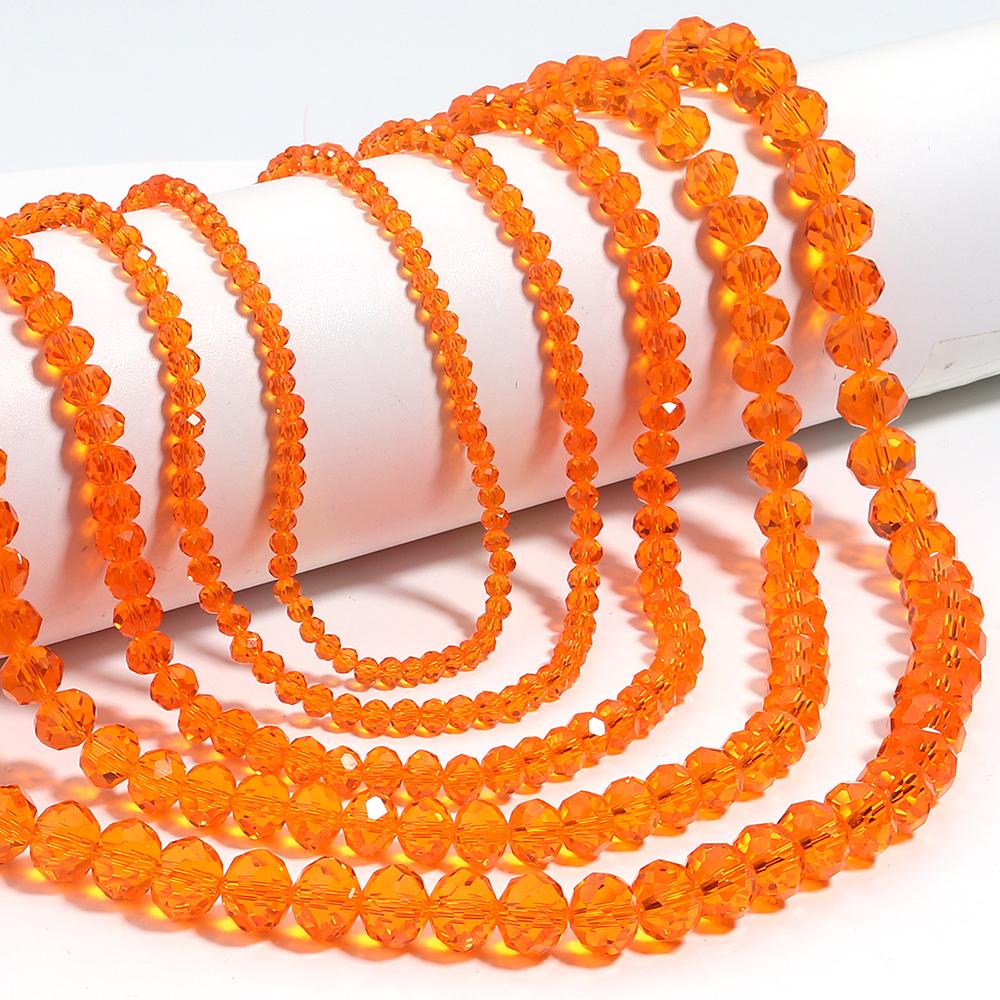 3/4/6/8/10mm Orange Faceted Crystal Beads Transparent Glass Loose Spacer Beads For Jewelry Making DIY Bracelet Necklace Supplies
