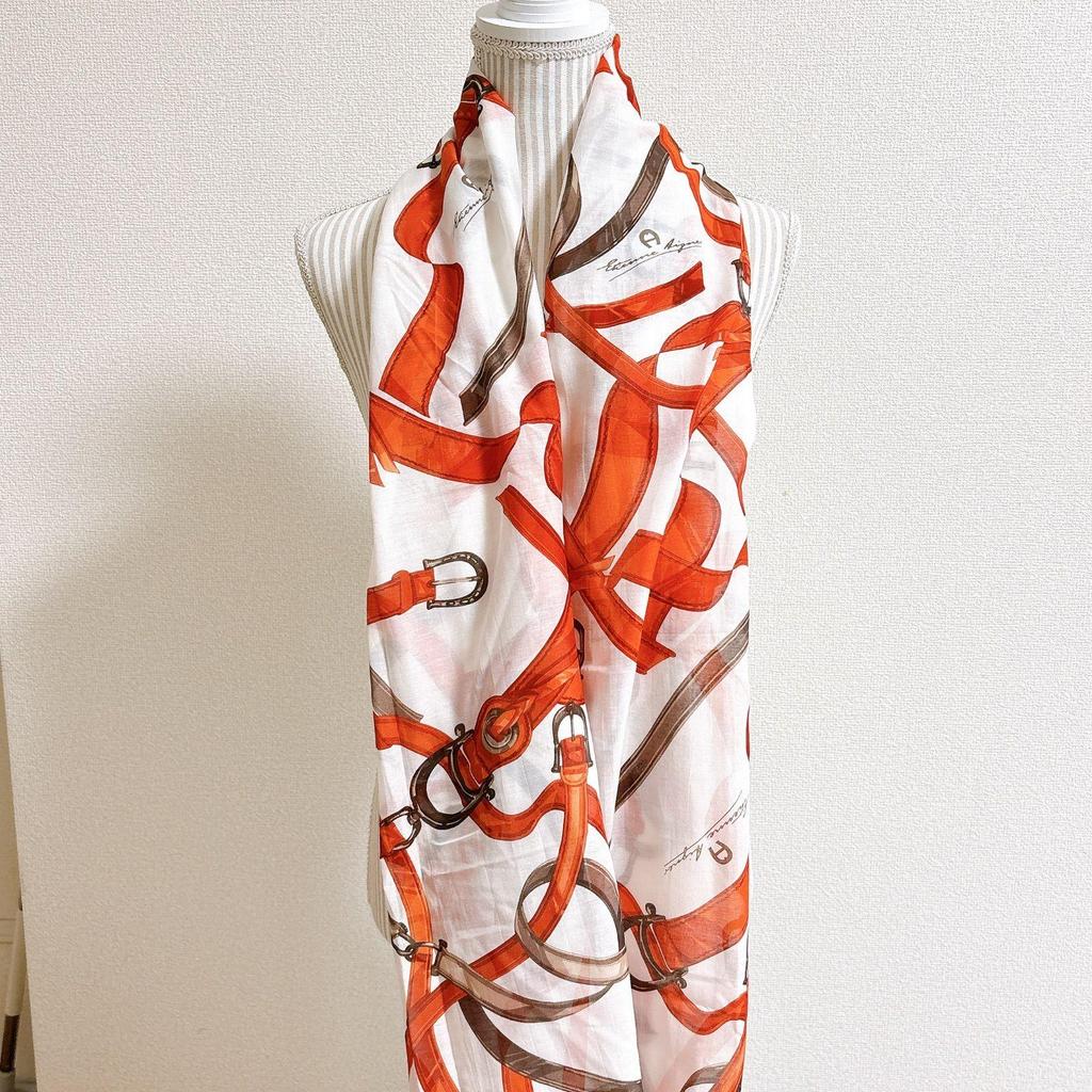 Used Elegant  Aigner Silk Blend Long Scarf Made in Italy For Air Conditioning and UV Protection  AIGNER SCARF