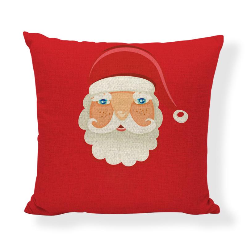 Red Series Santa Claus Pattern Throw Pillow Cover with Short Plush Print for Living Room Sofa Decoration Cushion Cover
