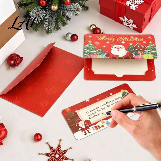 Cardboard Cash Organizer Christmas Gift Envelopes 6 Slots Foldable Money Holder DIY Santa Claus Box Holiday Card Booklet for Xmas Parties,