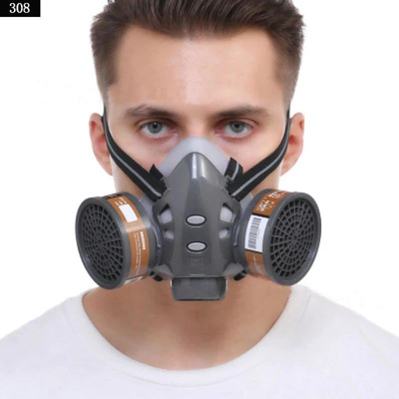 Full Face Mask With Glasses Safety Spray Paint Chemical Pesticide Decoration Formaldehyde Anti-Dust With Filter Respirator