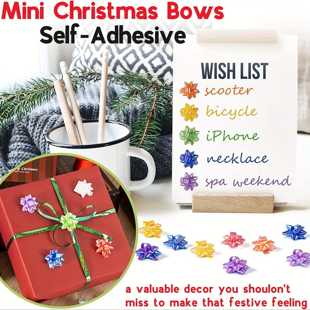 100pcs/bottle, Mini Bow for Gift Wrapping, 2.5cm, Shiny Plastic Bow, for Valentine's Day, Birthdays and Weddings, Perfect for Party, Bridal Shower