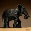Black Elephant Figurine 3D Printed Elephant Ornament Tribal Style Elephant Statue for Home Table Desk Shelf Decoration
