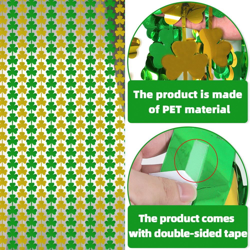 Shimmering Stunning 2m Clover Rain Curtain For St Patricks Day Festive Decor Green