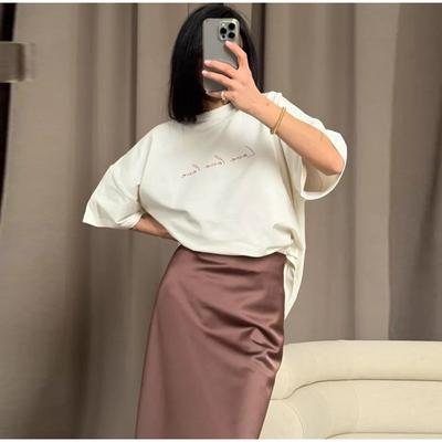Casual Oversized Letter Print T-shirt Women Loose O-neck Short Sleeved Tops Female 2025 Summer Outdoor New Cotton Fashion Top