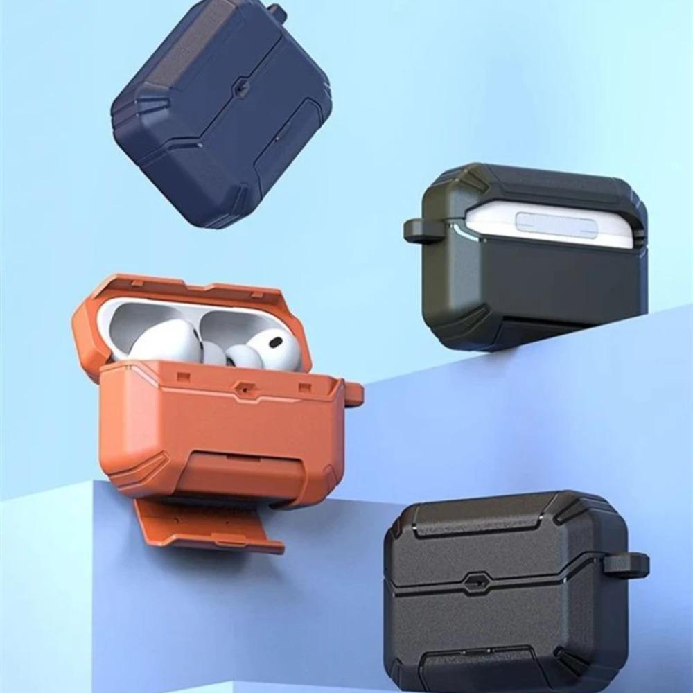 Luxury Armor Bracket Earphone Case For Apple AirPods 4 Pro 3 2 Generation Shockproof Protective Cover For Men