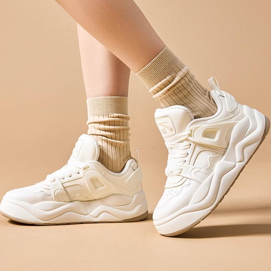 Anta Slip Resistant Abrasion Resistant Low Top Skateboard Shoes Women's White Sneakers