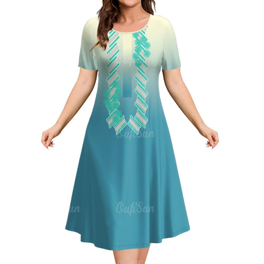 

Новые дизайнерские женские платья с этническим принтом, элегантные и красивые платья миди, женское платье с коротким рукавом больших размеров, летнее 5XL