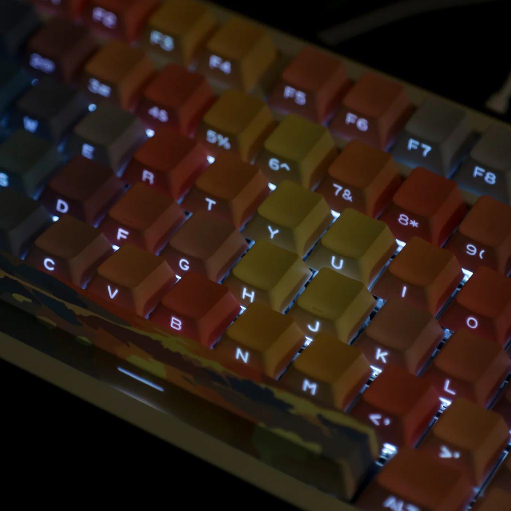 Sunset Afterglow Keycaps Contrast Color Smudge Diy Side Engraved Translucent Keycap Camouflage Cherry Gradient 131Key Keycap Set
