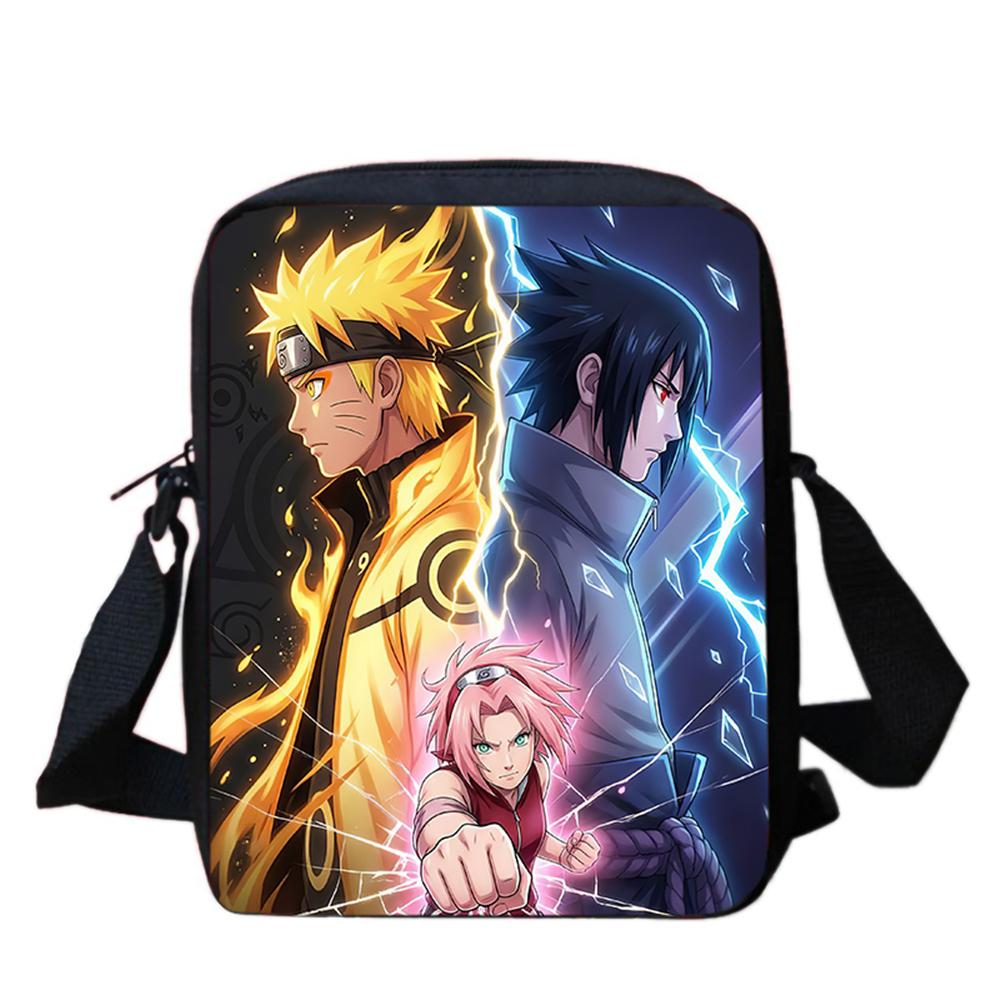 NARUTO Anime Kids Crossbody Bag,Lightweight&Durable, Adjustable Straps,Secure Zipper,for School & Daily Use,for Boys&Girls 5-11