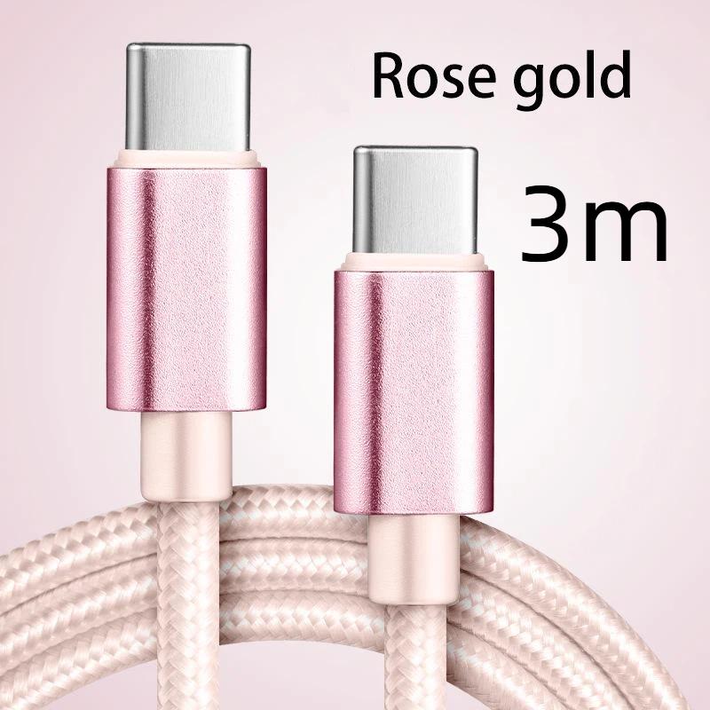 66W 5A Nylon 1/2/3Meters Usb C To Type C Fast Charging Cable For Mosr Mobile Phone Charging Cable