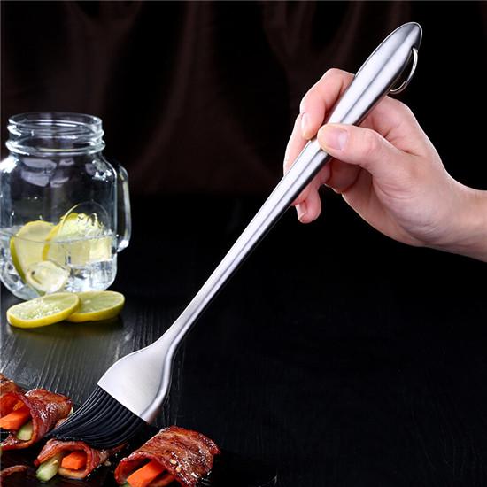 Buy 1Pc Stainless Steel Silicone Brush Hollow Handle Barbecue Grill Oil Brush Kitchen
