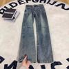 American Rivet Slightly Pulled Jeans Men's Spring Ruffian Handsome Advanced Pleated Pants Trendy Brand Straight Tooling Trousers