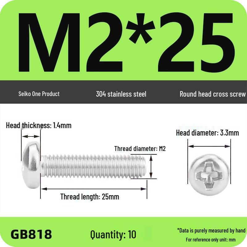 Phillips Pan Head Machine Screws, 304 Stainless Steel, Sizes M1-M10