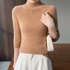 Women S Half High Neck 5 Sleeve Pullover Knit Sweater Solid Color