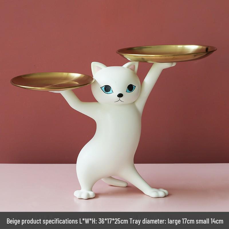 Kreslený pískový sochař kočka podnos ozdoba - Držák na klíče a domácí dekorace do obývacího pokoje, jídelny nebo předsíně.