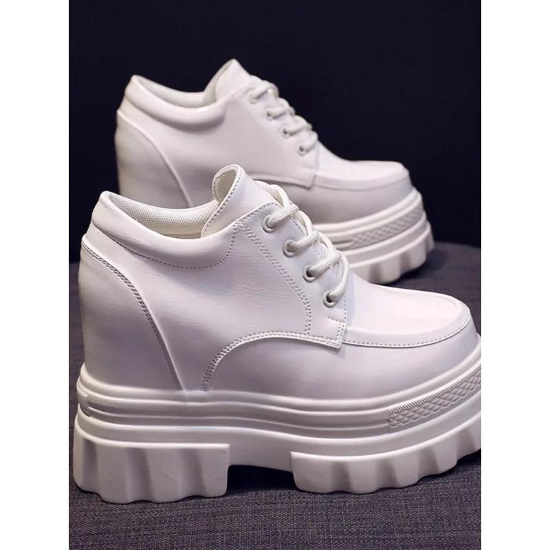 Mode Harajuku Dames Sleehakken Sportschoenen Voor Vrouw Verhogend 11CM Chunky Dad Sneakers Dames Ademend Platform Leer Casual Schoenen