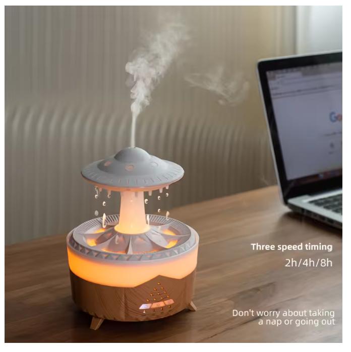 UFO Regentropfen Aroma Diffusor Ätherisches Öl Diffusor mit Fernbedienung 7 bunte Lichter Aroma Diffusor Luftbefeuchter für Zuhause