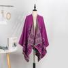 Double-Sided Imitation Cashmere Jacquard Split Women'S Shawl Warm Thickened Shawl Air-Conditioned Room Travel Cloak