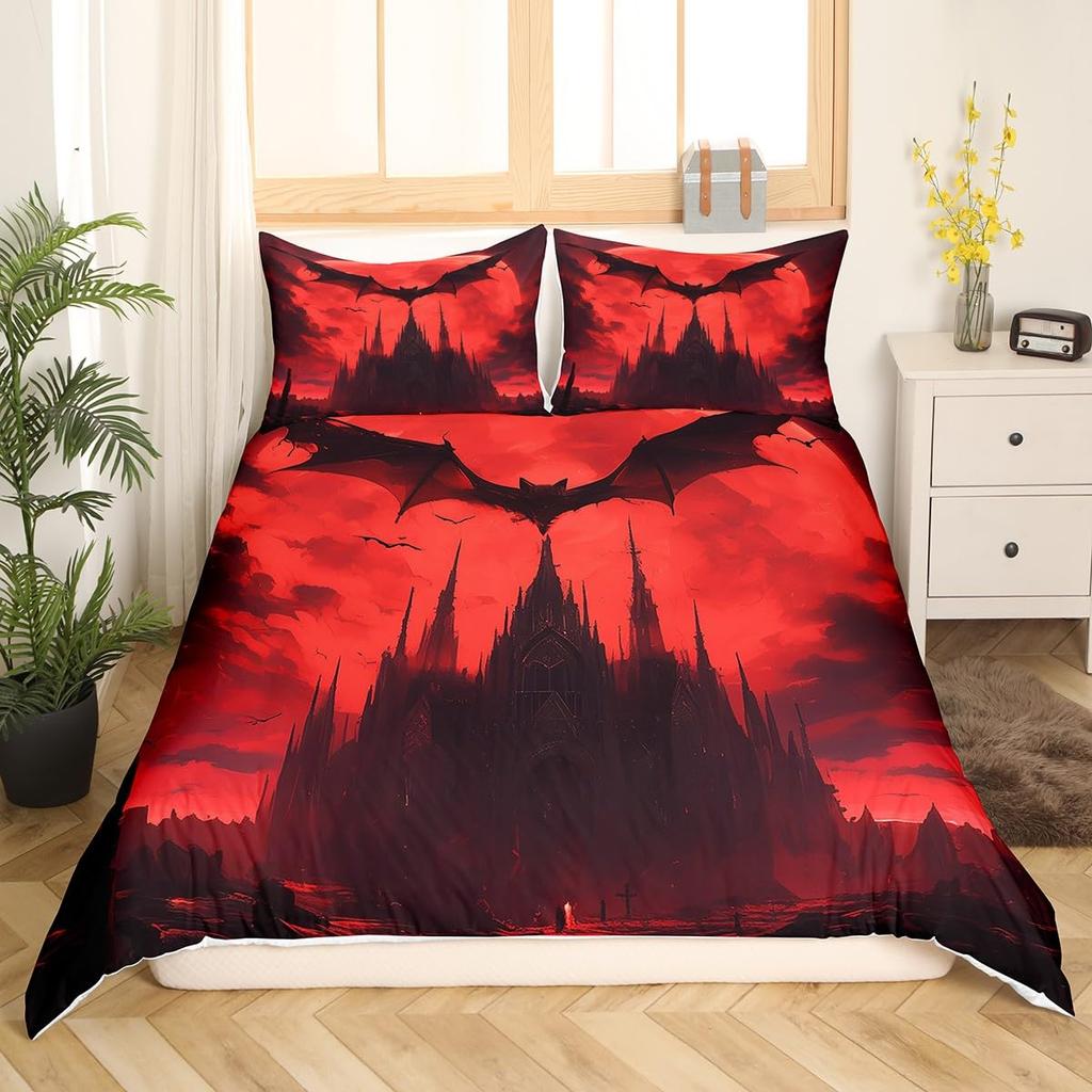 Castle Duvet Cover Sets For Girls Queen Twin Size Lightweight Down Quilt Covers Room Decor 2 Pillowcases 1 Duvet Cover No Quilt