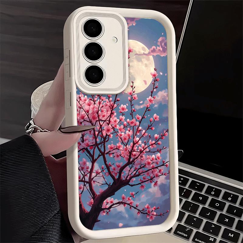Phone Case for Samsung Galaxy A17 A16 A15 A14 A13 Dreamy Night Cherry Blossom Tree A56 A36 A26 A55 A35 A25 A54 A34 A24 A53 A33 A