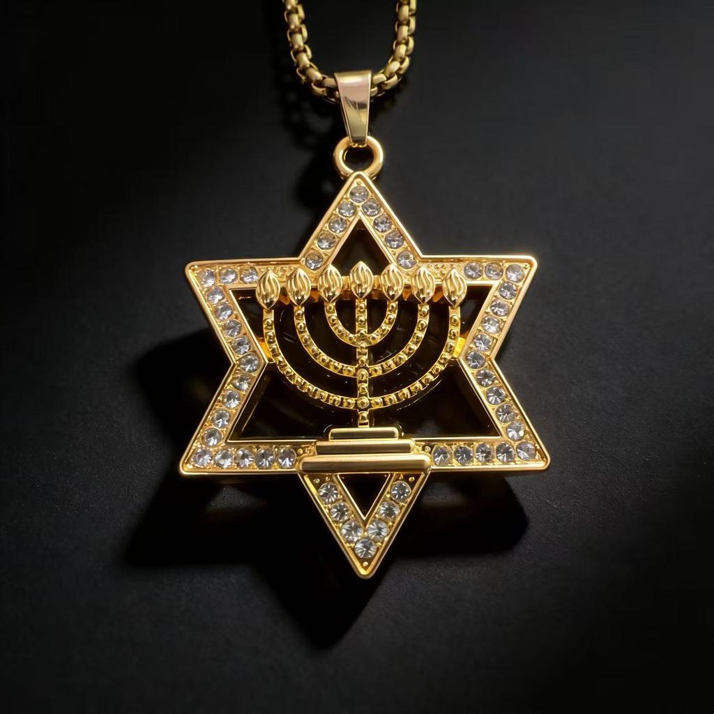 Sparkly Star of David Pendant Necklace Lconic Cultural Heritage Jewelry Accessories
