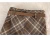 Women's Retro Plaid Wool Midi Skirt - High Waist, Slimming, A-Line, with Slit for Autumn/Winter
