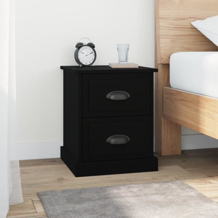 VidaXL Tables de chevet 2 pcs noir 39x39x47,5 cm bois d'ingénierie 816147