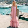 European and American Cross-border New Women's Skirt Fashionable Three-dimensional Flower French Casual Loose Suspender Long Dress Dress
