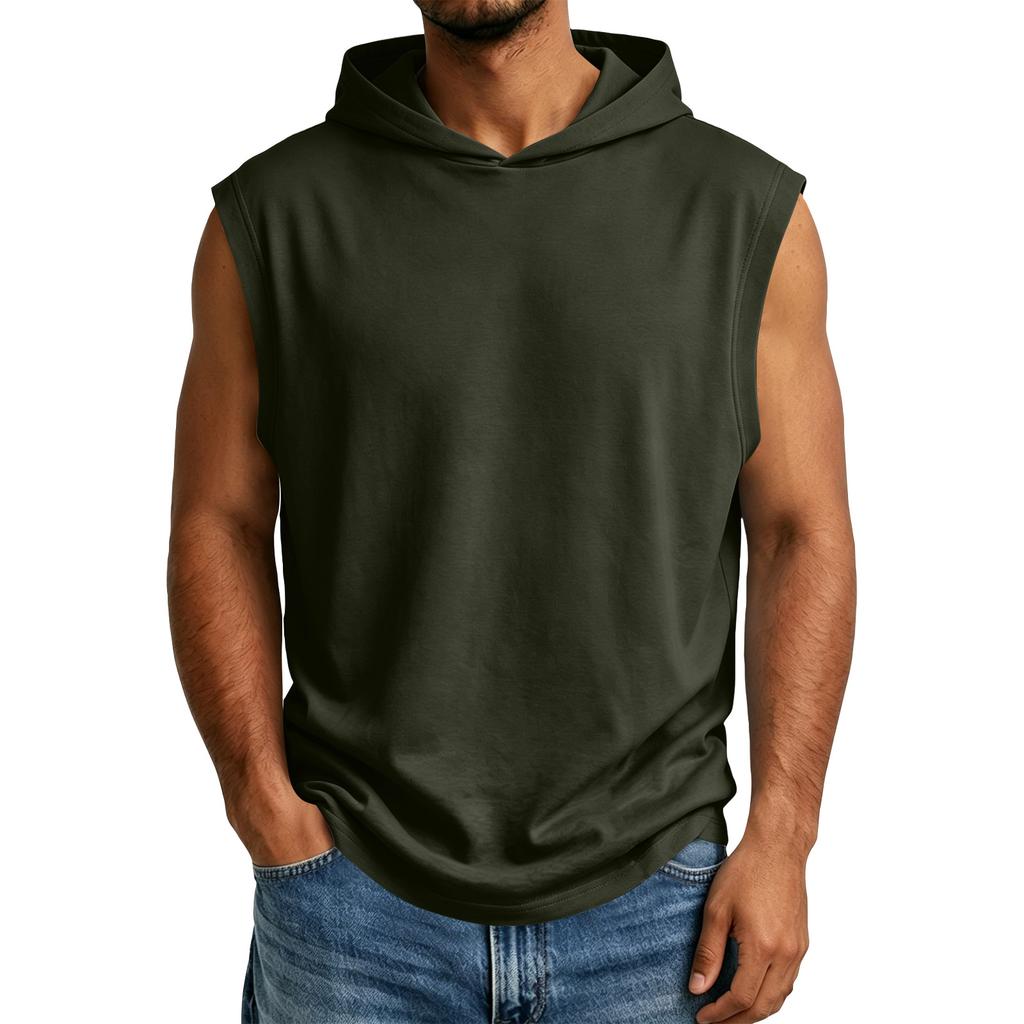 Men's Summer Sleeveless Hoodie Casual Hooded Tank Top For Gym Workout