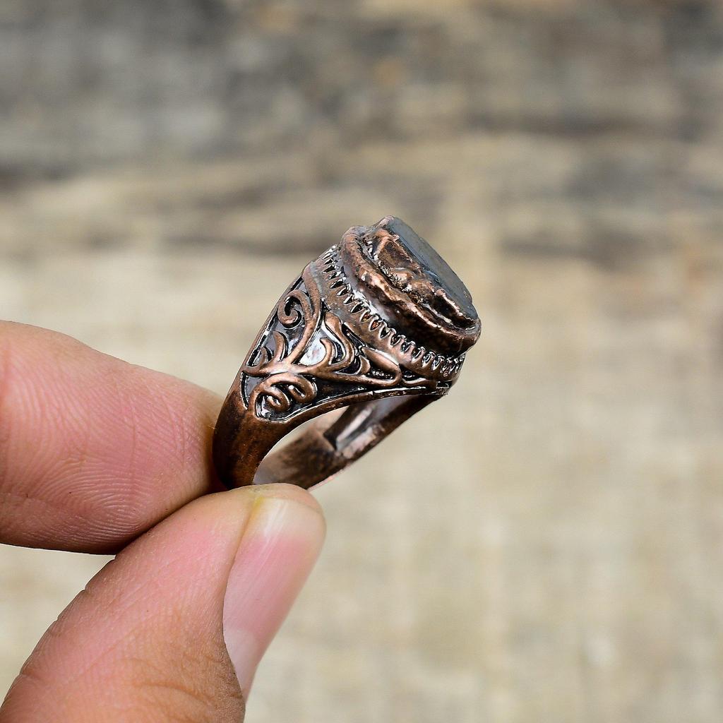 Labradorite Rough Ring Electroformed Copper Ring Handmade Unique Jewelry Gemstone Ring Electroformed Jewelry For Gift Available In Ring Size